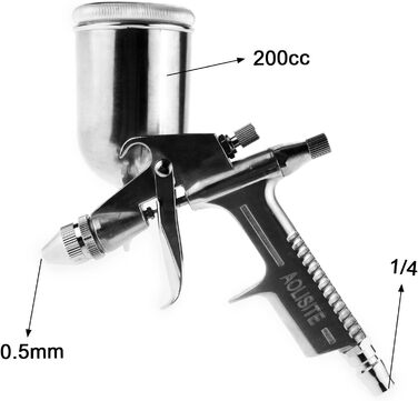 Створити ідею Міні-фарборозпилювач з гравітаційною подачею, сопло 0,5 мм, 200 куб.см, 50 фунтів на кв.дюйм, 1/4 дюйма впускного отвору, аерограф, інструмент для фарбування, гравітаційна подача, інструмент для ремонту автомобільних меблів
