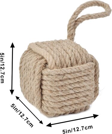 Декоративний морський обмежувач дверей ручної роботи з ручкою, джутовий обтяжений внутрішній обмежувач дверей матроський вузол для