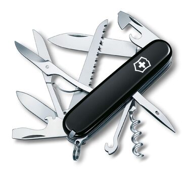 Швейцарський армійський ніж Victorinox Huntsman, мультитул, швейцарський армійський ніж з 15 функціями, лезо, штопор, консервний ніж, складана коробка, чорний