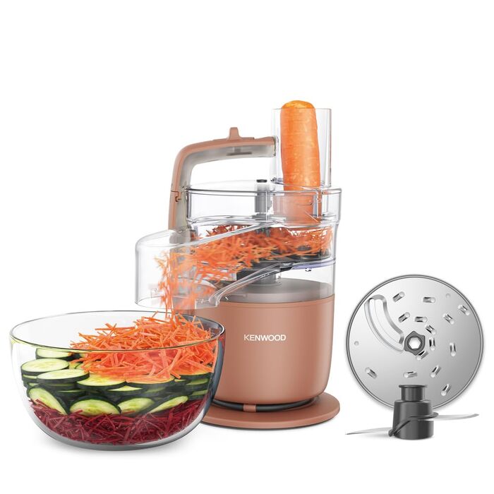 Кухонний комбайн Kenwood MultiPro Go FDP22.130RD подрібнення, нарізка, тертя, пюре та заміс, 360 Express Serve, чаша 1,3 л, ніж для замісу, диск 4 мм, 650 Вт, колір теракотовий