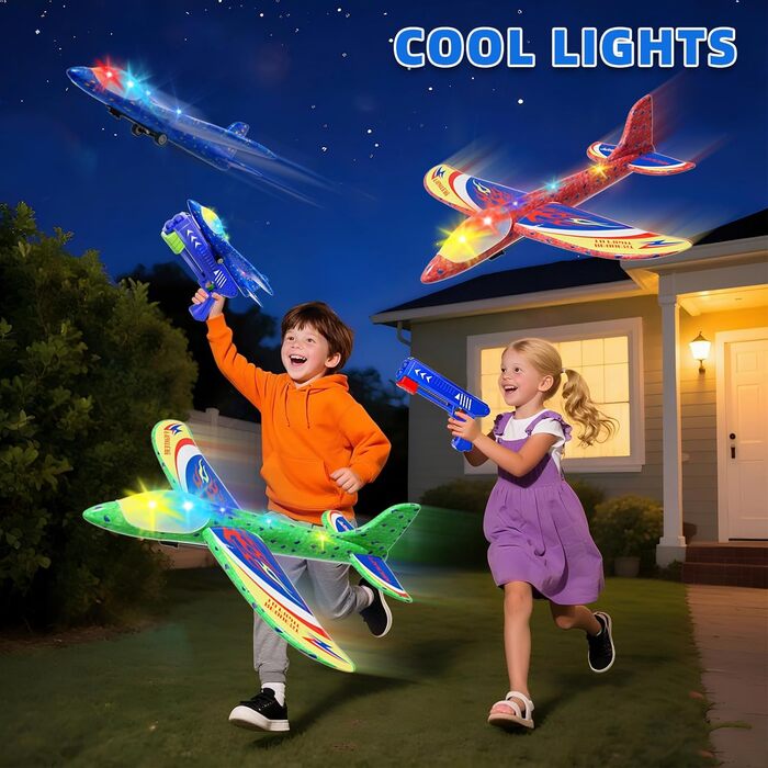 Іграшка-літак Doloowee, 3 пінопластові літаки з катапультою, іграшкова іграшка для дітей віком від 4 років, подарунок для хлопчиків та дівчаток 4, 5, 6, 7, 8, 9, 10 років, світло-блакитний
