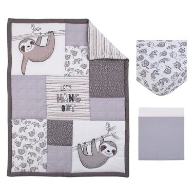 Комплект дитячої постільної білизни Little Love by NoJo лінивець Let's Hang Out 3 предмета - покривало на ліжечко, простирадло, рю
