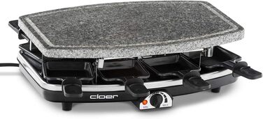Раклетний гриль з натуральним каменем, 1200 Вт, 8 сковорідок з антипригарним покриттям з термоізольованими ручками, ціла плита, 6430