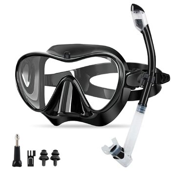 Набір для сноркелінгу, Набір для сноркелінгу для дорослих, Маска для сноркелінгу, Маска для сноркелінгу для дорослих, Маска для дайвінгу, Окуляри для дайвінгу з трубкою, Окуляри для дайвінгу для дорослих з трубкою, Чорний