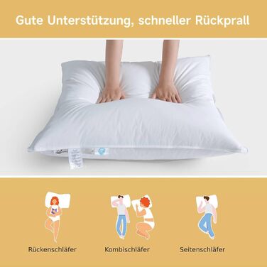 Пухова подушка Homyrium 40x80 см, трикамерна, наповнювач зовнішній 90 пух / 10 пір&39я внутрішній 100 пір&39я, чохол 100 бавовна (800 г, 1 упаковка) 40 x 80 см - 800 г 1 упаковка