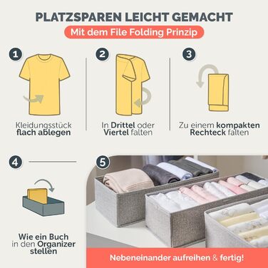 Набір органайзерів для гардеробу, 8 шт. - Різні органайзери для гардеробу для комодів HEMNES - Складані коробки для бюстгальтерів, футболок - Органайзер для гардеробу - Сортер для гардеробу, сірий, подвійний Hemnes