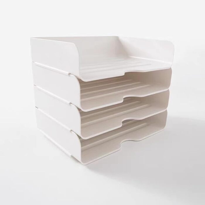 Рівневий лоток для документів формату А4, пластиковий органайзер для документів, настільний органайзер та місце для зберігання документів, паперу, книг, журналів, офісного приладдя (4 шт., білі) Білі 4 шт. и (упаковка 1), 4-