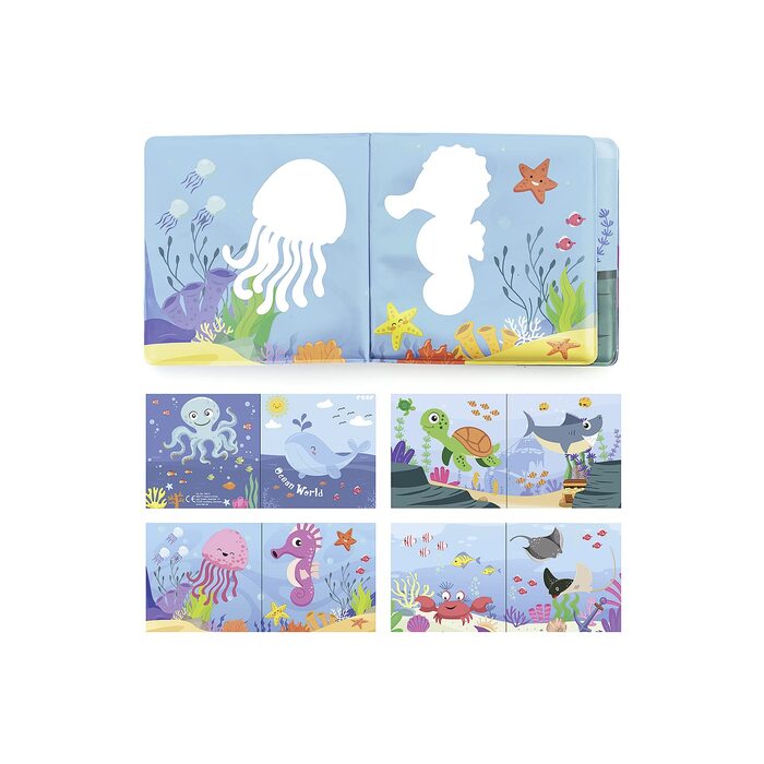 Чарівна книжка для купання, зі зміною кольору та функцією скрипу, кольорова