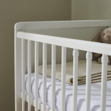 Дитяче ліжко-трансформер Kids Collective з матрацом, дитяче ліжко, ліжечко, бічне ліжко 60x120 см, захист від падіння, повний комплект дитячого ліжка для малюків, регульовані по висоті та знімні ламелі, дерево, біле, 60 x 120 см білий матрац