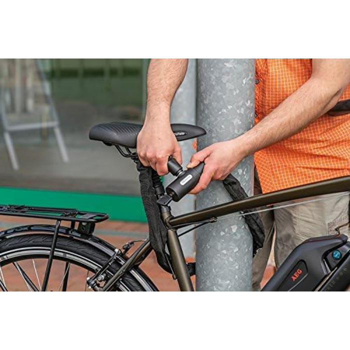 Замок велосипедний Prophete, ланцюговий з автоматичним замиканням, захист від втрати ключа, довжина 120 см, колір чорний