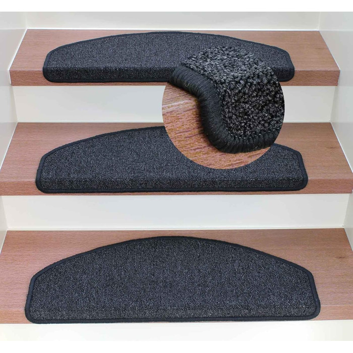 Килимки для сходів Kettelservice-Metzker Rambo - різні кольори та варіанти. Варіанти та кольори набору (16 шт., антрацит)