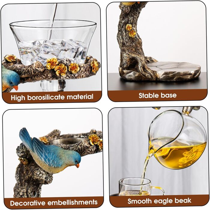 Чайний набір Магічна чайничка, напівавтоматичний, з високоякісного боросилікатного скла, магнітна чайничка з ситечком для чаю, набір для чаювання в стилі Кунг-Фу для дому, офісу, подорожей