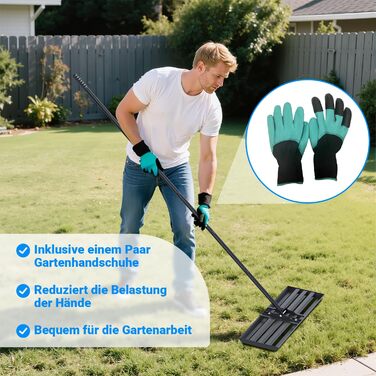 Вирівнювальний граблі Rasen Rakel з нержавіючої сталі та алюмінієвою ручкою для видалення піску, 75x25 см, довжина ручки 200 см - чорний