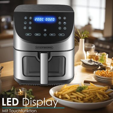 Аерофритюрниця 8 літрів Аерофритюрниця Міні-піч 4 в 1 Фритюрниця Дегідратор Гриль, Запікання, Зневоднення, Смаження Фритюрниця без олії Аерофритюрниця Конвекційна піч Гриль з гарячим повітрям