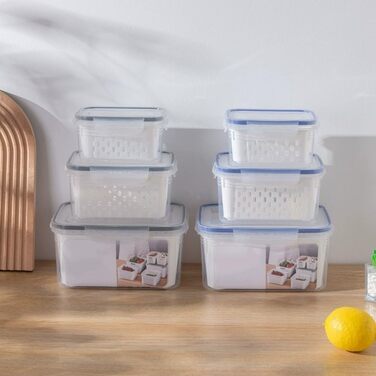 Герметичний контейнер для зберігання продуктів з вбудованим друшляком, SML ідеальний вибір для кухні