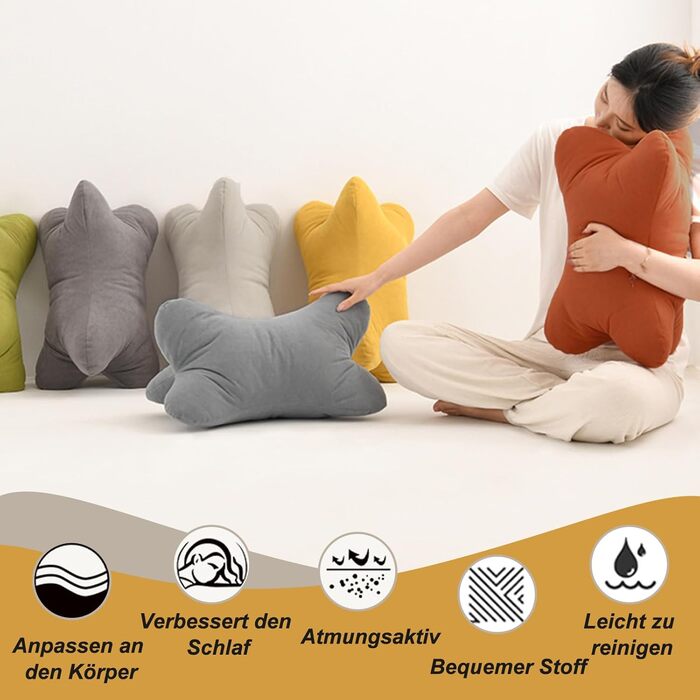 Подушка для шиї, подушка для читання, кістка для читання, валик для шиї, ергономічна форма, кістка для читання, поперекова підтримка, гнучка підтримка для книг, ергономічна подушка для шиї як подушка для читання та релаксації, для спальні (сіра)