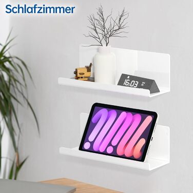 Полиця настінна Toski без свердління, полиця настінна акрилова 2 шт. и, плаваюча полиця біла 30см, кухонна полиця підвісна для при