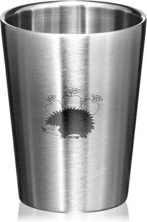 Дитячі стаканчики для пиття з нержавіючої сталі - 250 мл ізольовані стаканчики з нержавіючої сталі 304 - Стійкі до ударів стаканчики для кемпінгу - Двостінні ізольовані стаканчики - Без бісфенолу А (Hedgehog - 3 шт.), 3 шт.