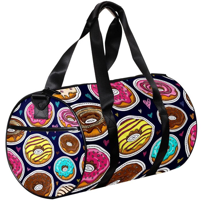 Сумка-мішок для подорожей, спорту та шопінгу, для йоги, з дизайном пончиків та їжі, рожева, фітнес-сумка для активного відпочинку, ручна поклажа