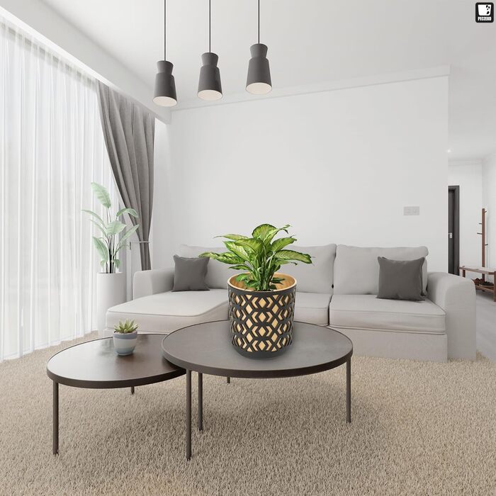 Матовий горщик для квітів PECZEKO - Декоративний горщик для квітів і трав - Міцні та легкі круглі пластикові горщики для вітальні