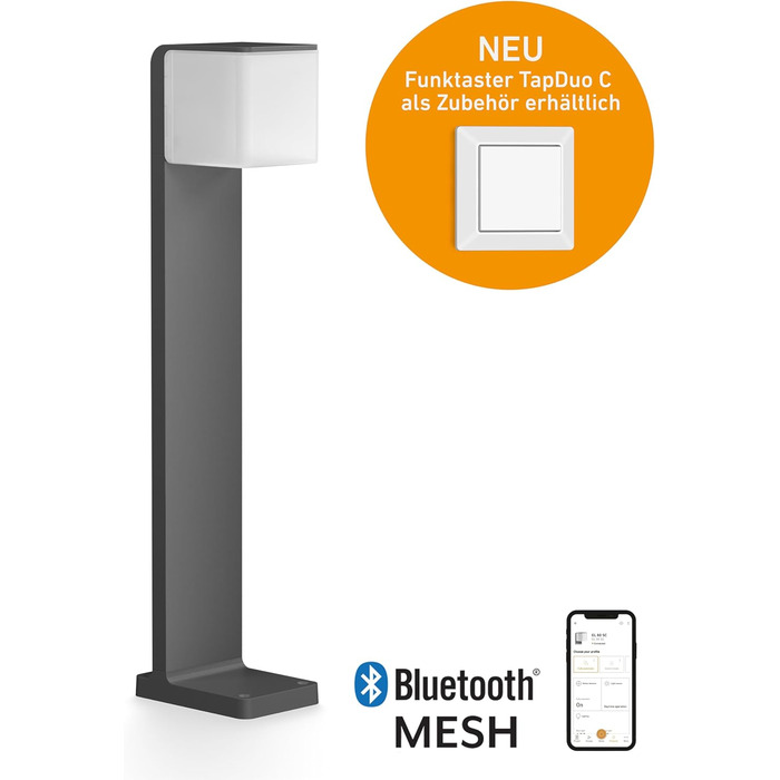 Розумний садовий світильник Steinel LED GL 80 SC Connect, з датчиком руху, диммером, керуванням через додаток та таймером, 3000 K, 9.1 Вт, антрацит
