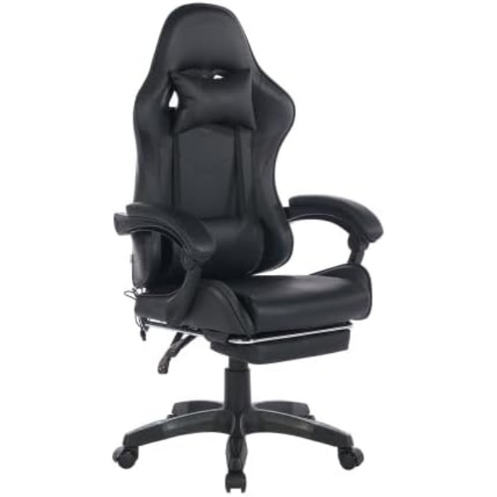 Професійне ігрове крісло ергономічне офісне крісло з регульованою опорою для голови та попереку підставкою для ніг, регулюванням висоти та поворотом на 360, вантажопідйомністю до 150 кг, чорного кольору