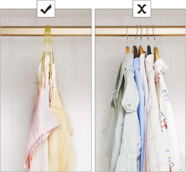 Металеві вішалки для одягу SONGMICS, 20 шт. , стильні хромовані, стійкі до іржі, компактні, довжина 42 см, золоті CRI044G01