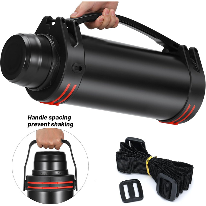 Термос колба термос колба 6.0 л, вакуумна пляшка з нержавіючої сталі, вакуумна колба з 2 чашками для пиття, двостінна ізоляційна п