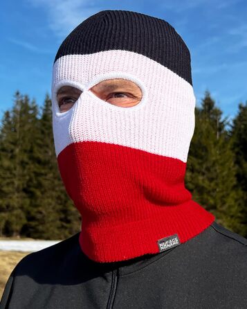 Шапка/Балаклава PGWEAR Troublemaker Чорно-біло-червона Шапка-маска Балаклава Ультрас Лижні Хулігани