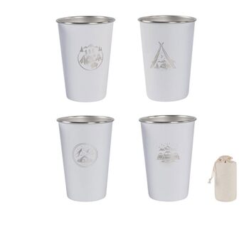 Набір із 4 кавових кухлів з нержавіючої сталі 304 об&39ємом 500 мл для використання на відкритому повітрі, білий, для походів