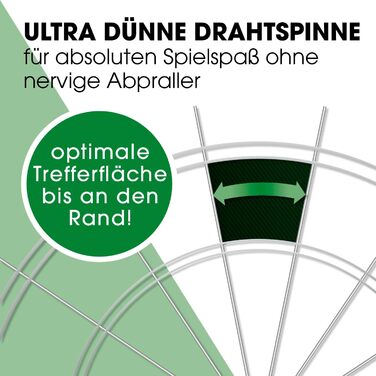 Мішень для дротиків Повний набір дротиків з 6 дротиками та додатковим підсвічуванням дротиків Сталеві дротики, включаючи льотки Сизалеві дротики із захисним кільцем Мішень для дротиків виготовлена з самозакриваючихся сизалевих волокон 1) Мішень для дротик