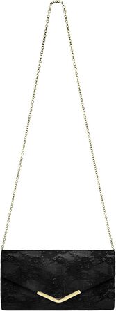 Елегантна жіноча вечірня сумка-клатч з мереживом одного розміру чорного кольору, 429