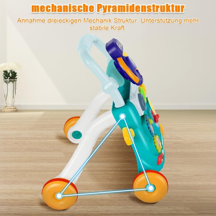 Ходунки для дітей Homewell Baby Walkers, допоміжні засоби для ходьби зі світлом, музикою та дошкою для активності, розвиваючі ходунки із захистом від перекидання, для дітей 624 місяців (зелені)