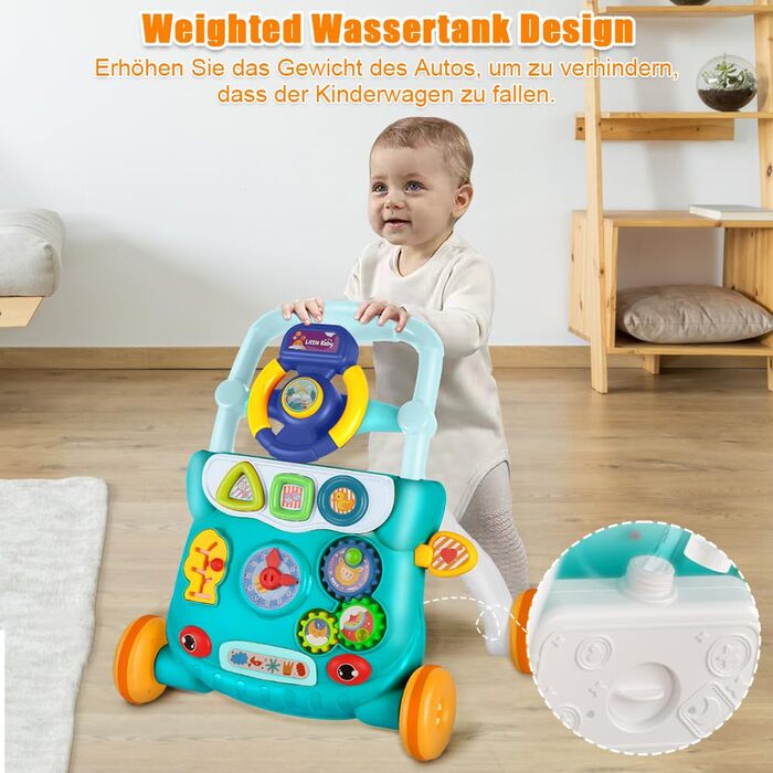 Ходунки для дітей Homewell Baby Walkers, допоміжні засоби для ходьби зі світлом, музикою та дошкою для активності, розвиваючі ходунки із захистом від перекидання, для дітей 624 місяців (зелені)