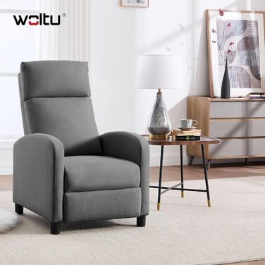 Крісло-реклайнер WOLTU з функцією відкидання/сну, з підставкою для ніг, регульоване, вітальня/спальня, м&39яке, 89 x 102 x 65,5 см, льон, темно-сірий