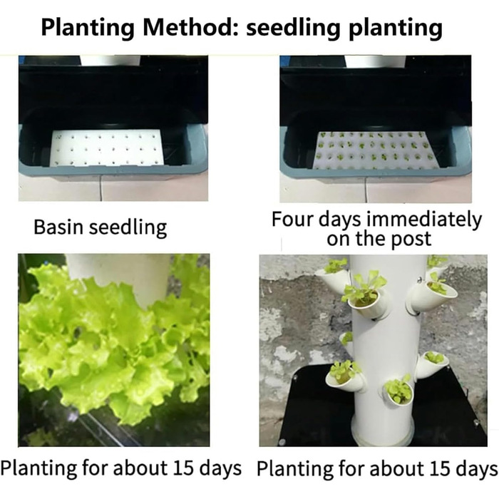 Система гідропонного вирощування. Набір для аеропоніки для вирощування трав, фруктів та овочів із гідратаційним насосом, адаптером, сітчастими горщиками, таймером для трав, фруктів та овочів, 30 Pods Hydroponics Tower Garden