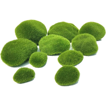 Кульковий мох, кульки зі штучного моху, штучні мохові камені, кульки із зеленого моху, консервований мох, консервований мох для квіткових композицій, саду, тераріумів і ремесел, 10 шт.