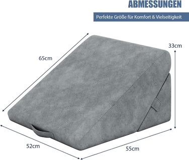Подушка-клин COSTWAY, подушка для читання, подушка для спини та ніг, чохол з піни з ефектом пам&39яті, який можна прати, рефлюксна подушка для дорослого ліжка, ергономічна подушка для ніг, розслаблююча подушка для ліжка та дивана, сіра