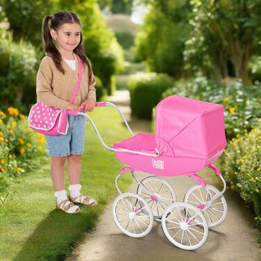 Коляска Dolly Tots Коляска для ляльок у традиційному стилі Високоякісна англійська коляска з традиційним візком Коляска з білими к