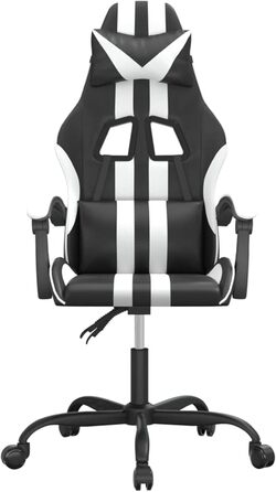 Поворотне ігрове крісло, чорно-біле, штучна шкіра, модель 349524