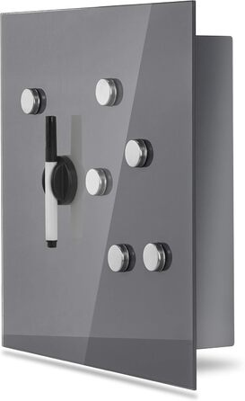 Скринька для ключів Bonsport зі скляною магнітною дошкою - дошка для пам&39яток, включаючи 6 магнітів - ідеально підходить для коридору, вхідної зони, офісу - 33x33x6,8 см - антрацит