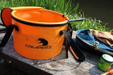 Складане відро, складна чаша для риболовлі, садівництва - складне відро для води, рибальське відро з кришкою та блискавкою (помаранчеве)