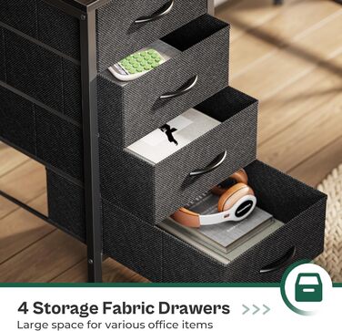 Комп&39ютерний стіл Huuger 119 см з розетками та світлодіодним підсвічуванням, ігровий стіл з 4 шухлядами, офісний стіл з підставкою для монітора, студійний стіл для дому та офісу, 119 см, чорний