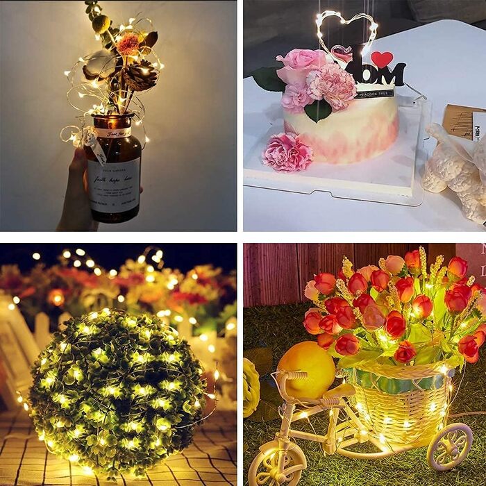 Світлодіодна батарея казкових вогнів, 12x20 мікро світлодіодів міні казкові вогні мідного дроту, що працюють від батареї, 2M DIY м