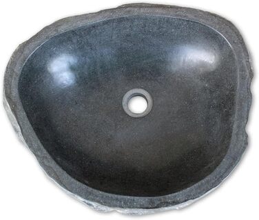Раковина з річкового каменю овальна 30–37 см • Антрацит • Натуральні меблі для ванної