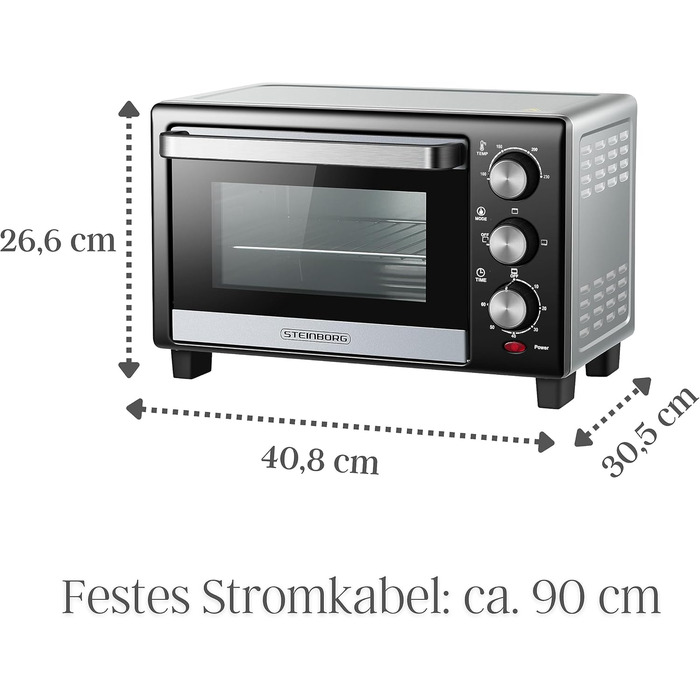 Міні-духова шафа 15 літрів Піч для піци Міні піч Таймер на 60 хв 100-230C 1200 Вт Духова шафа Лоток для крихт Міні-піч Кемпінгова піч Мала духова шафа Енергозбереження