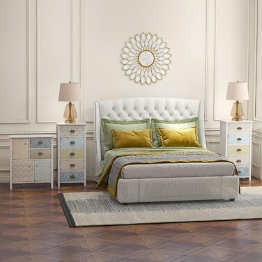 Сервант HOMCOM, буфет, бічна шафа, багатофункціональна шафа, шеббі-шик, дерев&39яна, різнокольорова, Ш68 x Г34 x В80 см