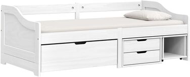 Дитяче ліжко Festnight з 3 шухлядами, ліжко з місцем для зберігання, дитяче ліжко Senta, молодіжне ліжко, ліжко 90x200, сосна натуральна, кушетка, гостьове ліжко, односпальне ліжко з шухлядами, функціональне ліжко, двоярусне ліжко, білий колір 90x200 см, 