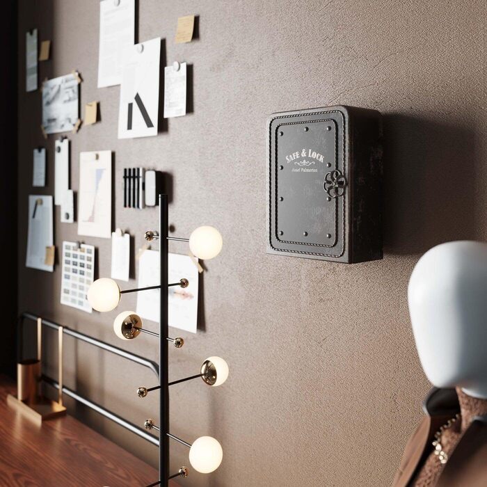 Сейф-скринька для ключів Kare Design, чорний, 324x13 см, шафа для зберігання, з 6 гачками, сталевий корпус, вінтажний, для вхідної зони