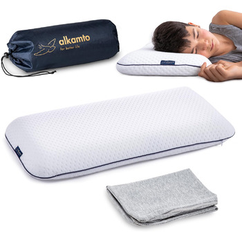 Ергономічна дитяча подушка 66x33 Oeko-Tex Memory Foam Flat дитяча подушка для дітей та малюків від 2 років (60 x 33 x 6 см) (60 x